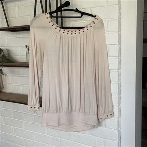 Ella Moss Cream Studded Keyhole Back Top